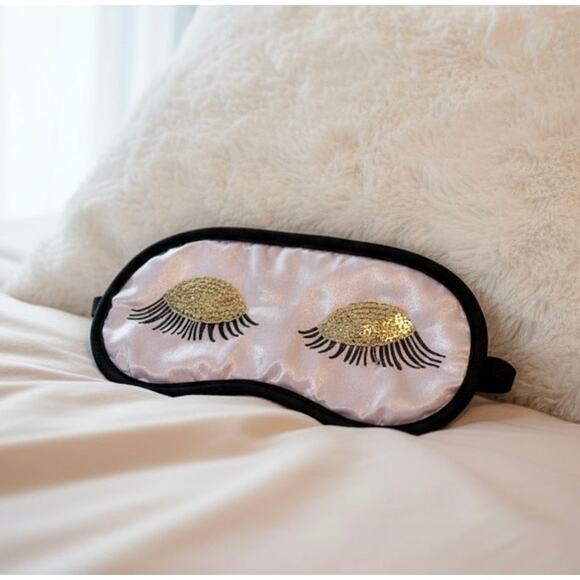 Pink Satin Sleep Mask | Sequined Eyes | Spa-Quality | NWOT | Giftable - Picture 2 of 8
